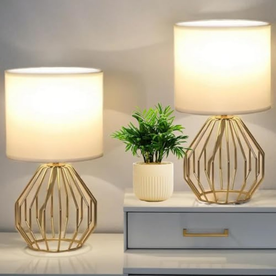 Geometric Lamp Shade - Small Table Lamps Set of Bedside