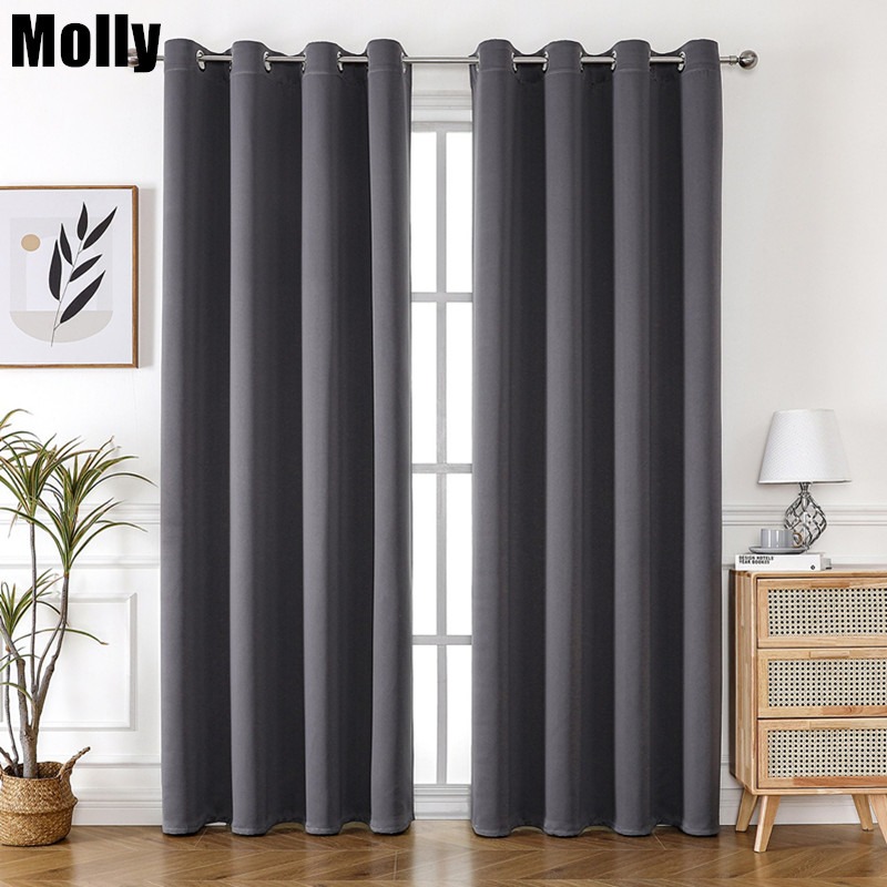 Lighting Decor Living Room - One Pane Light-Blocking Solid Color Curtain