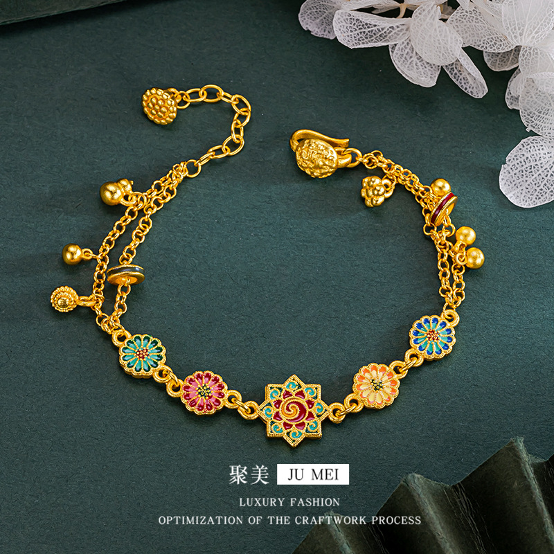 Elements Lighting Decor - 9999 24K Real Gold Sunflower Bracelet