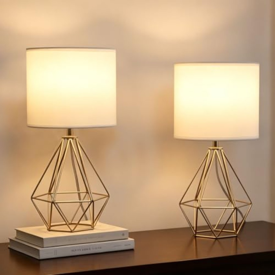 Geometric Lamp Shade - Small Table Lamp Set of, Bedside