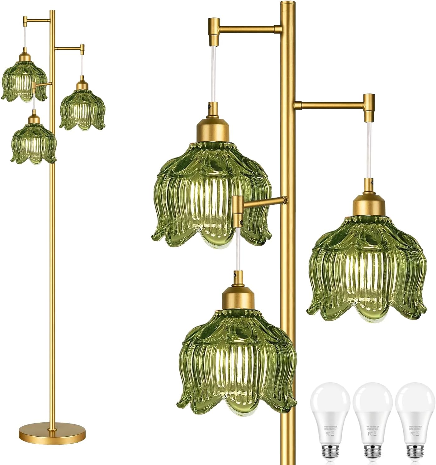 Vintage Gold Glass Floor Lamp  - Room Decor Lighting Lamp avaliação e preço