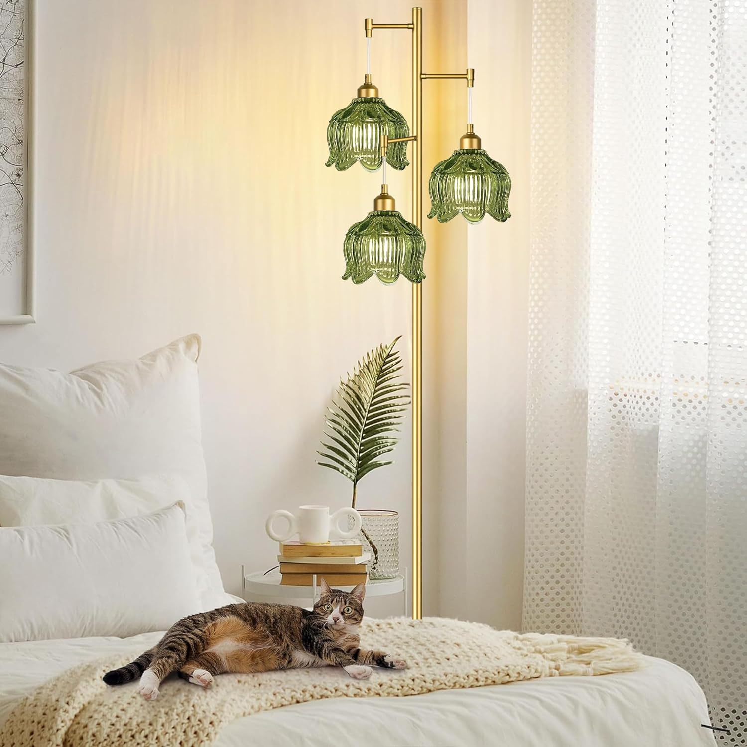 Vintage Gold Glass Floor Lamp  - Room Decor Lighting Lamp avaliação e preço