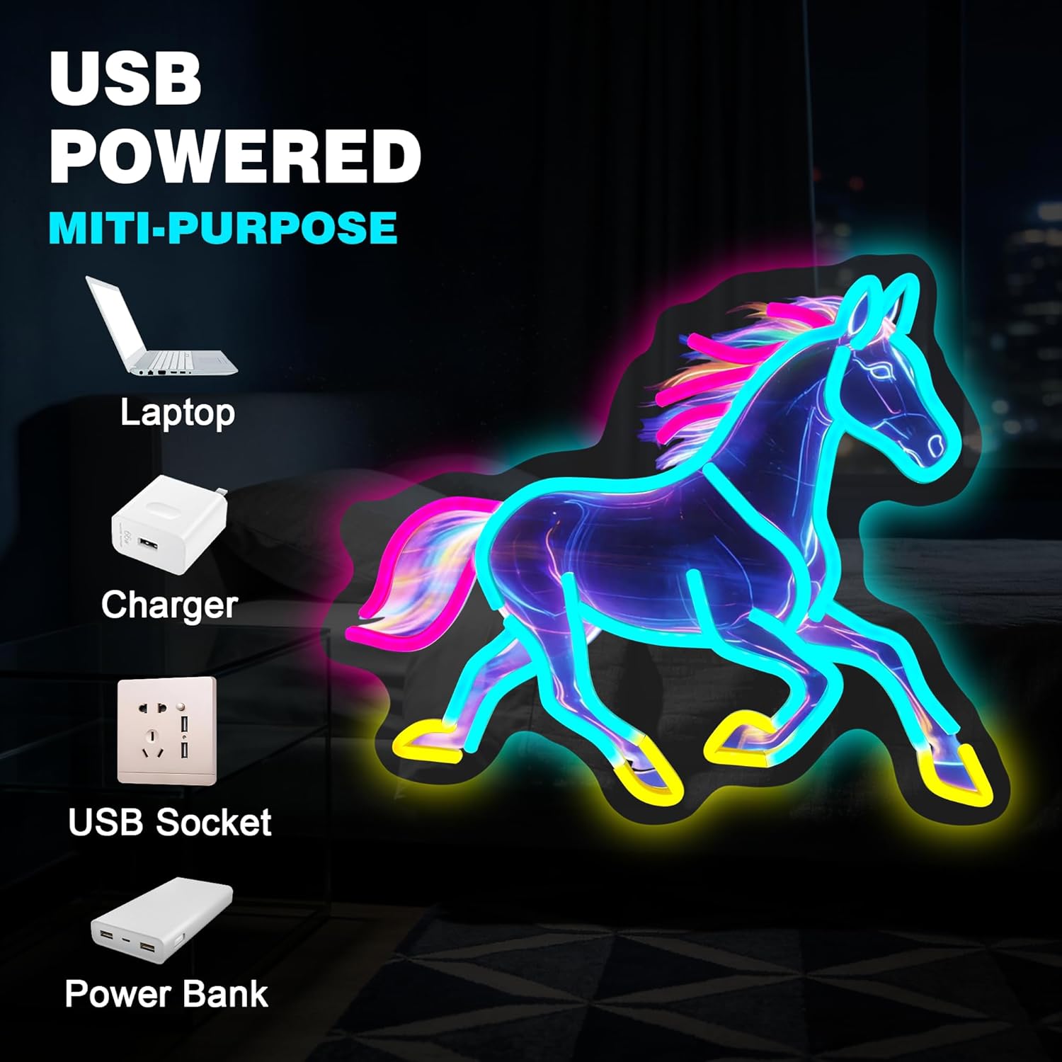 Horse Night Light Neon Sign De - Room Decor Lighting Lamp avaliação e preço