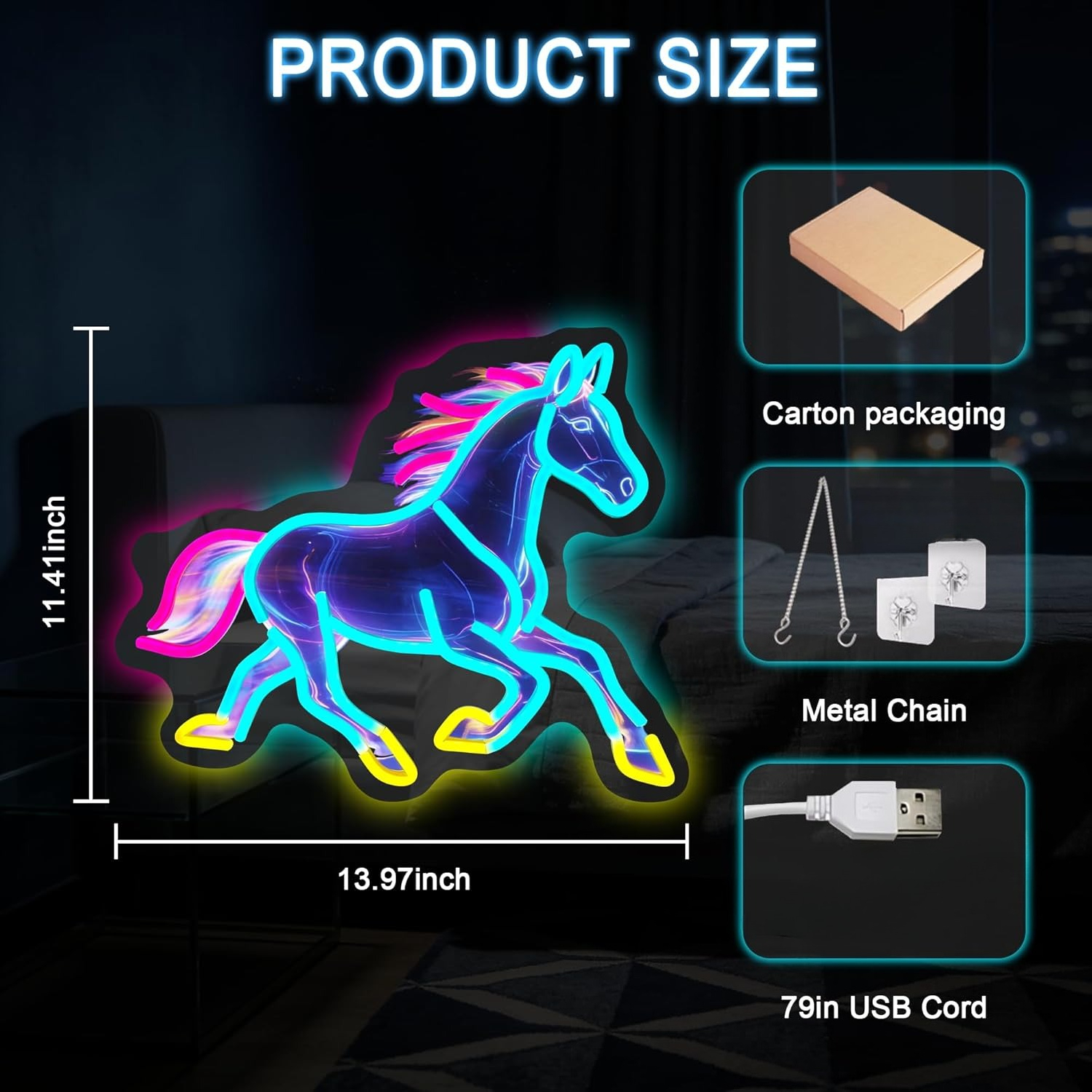 Horse Night Light Neon Sign De - Room Decor Lighting Lamp avaliação e preço
