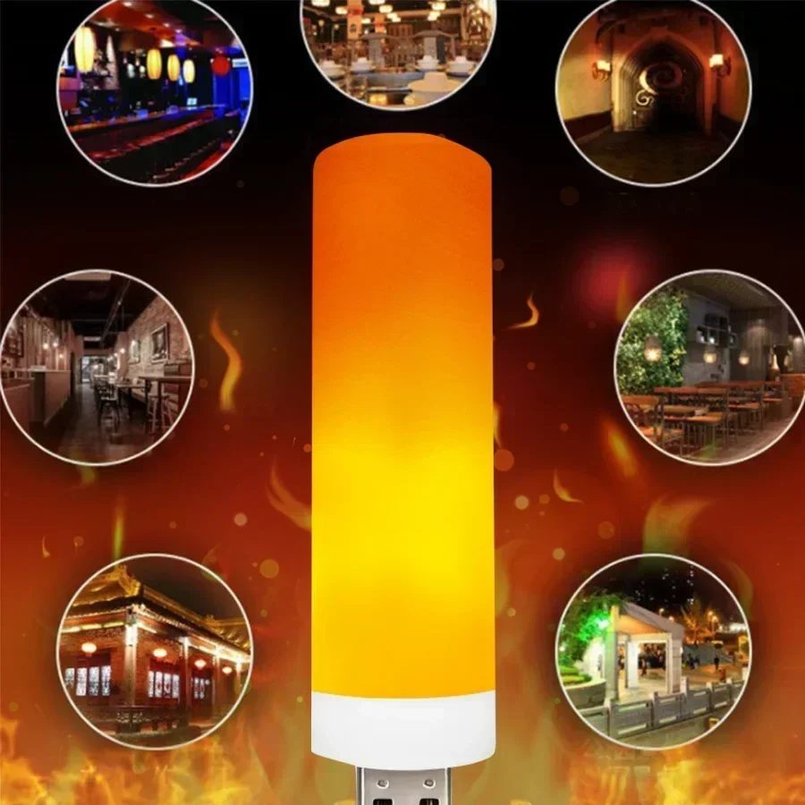 1/2pcs USB LED Flame Effect Li - Lighting Effect Home Decor avaliação e preço