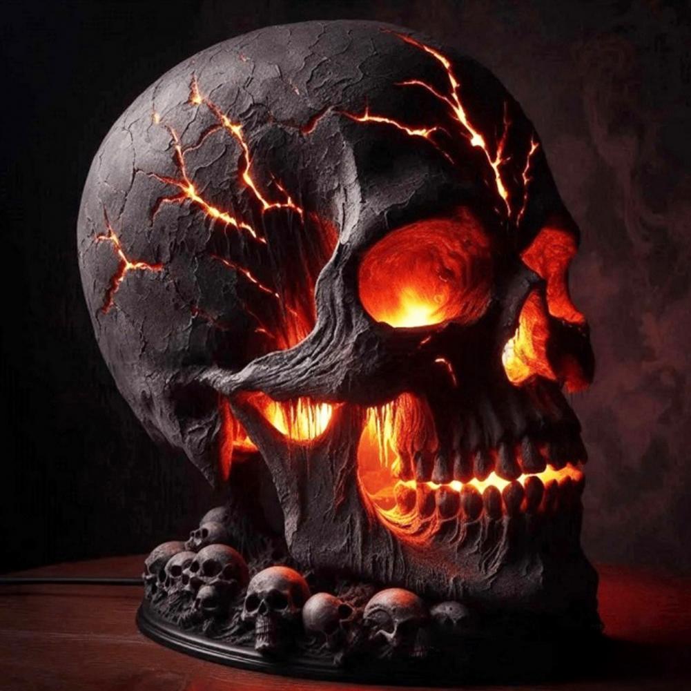 Halloween Lava Stone Skull Lam - Unique Lighting Decor avaliação e preço
