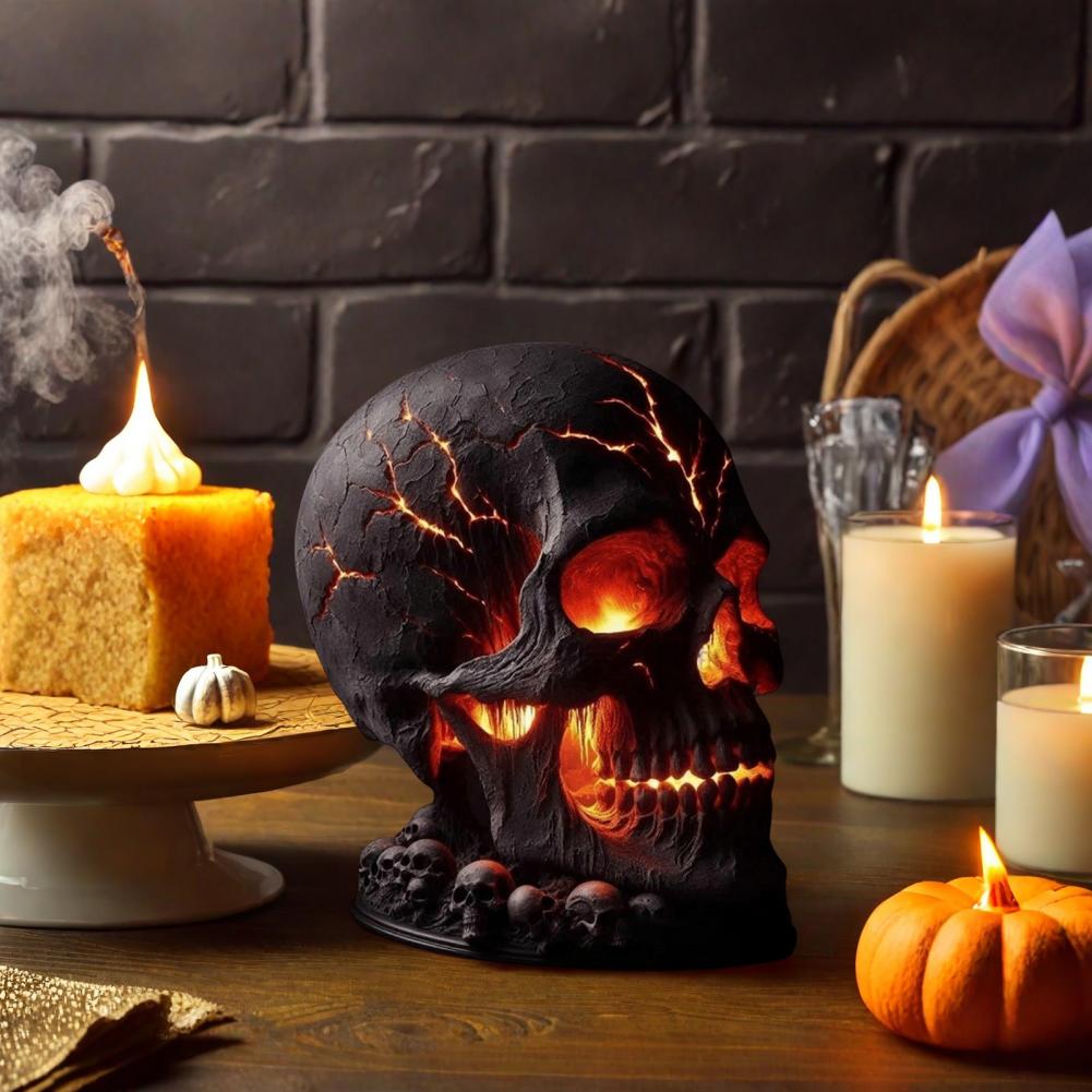 Halloween Lava Stone Skull Lam - Unique Lighting Decor avaliação e preço