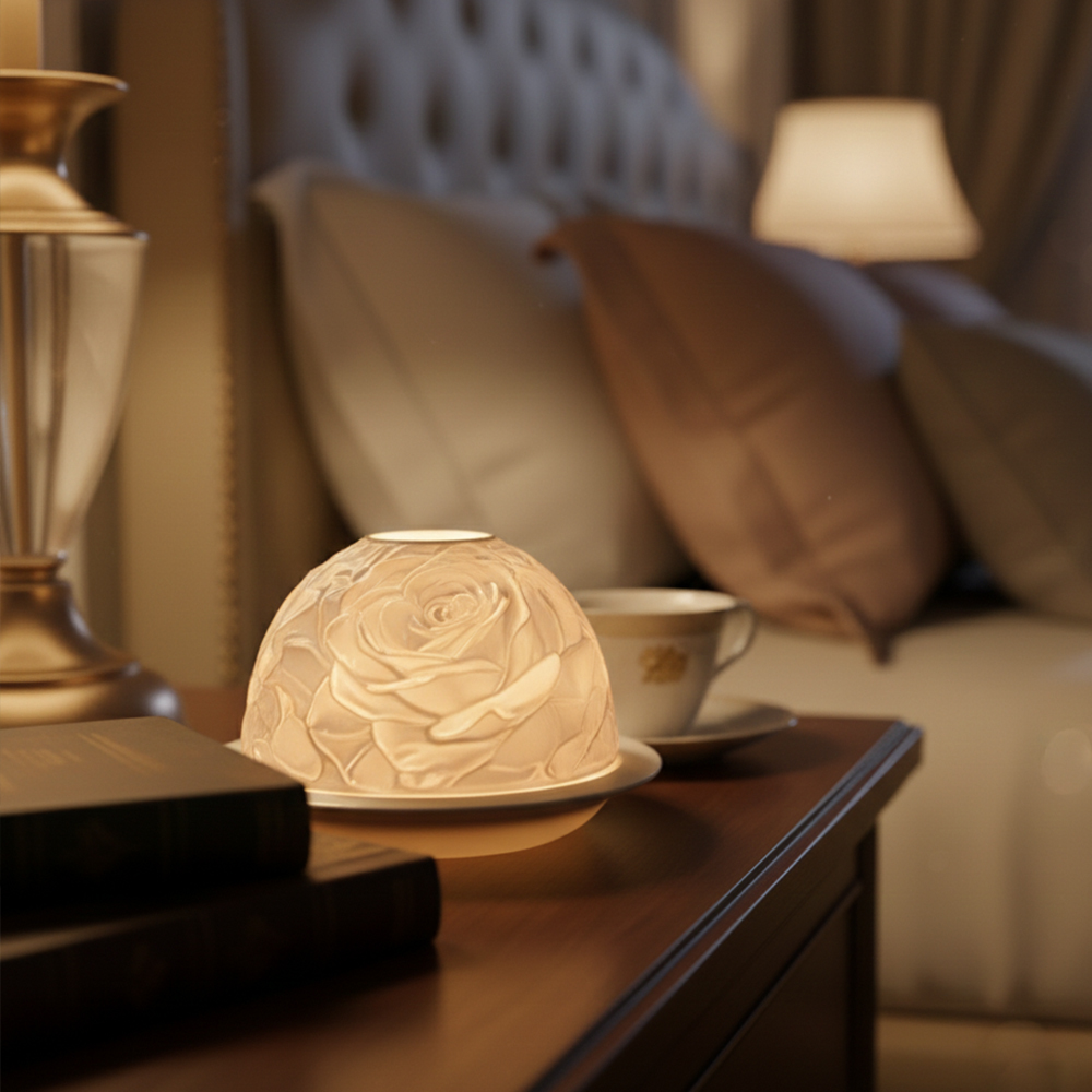 Elegant Rose Porcelain Candle  - Lighting Decor Living Room avaliação e preço
