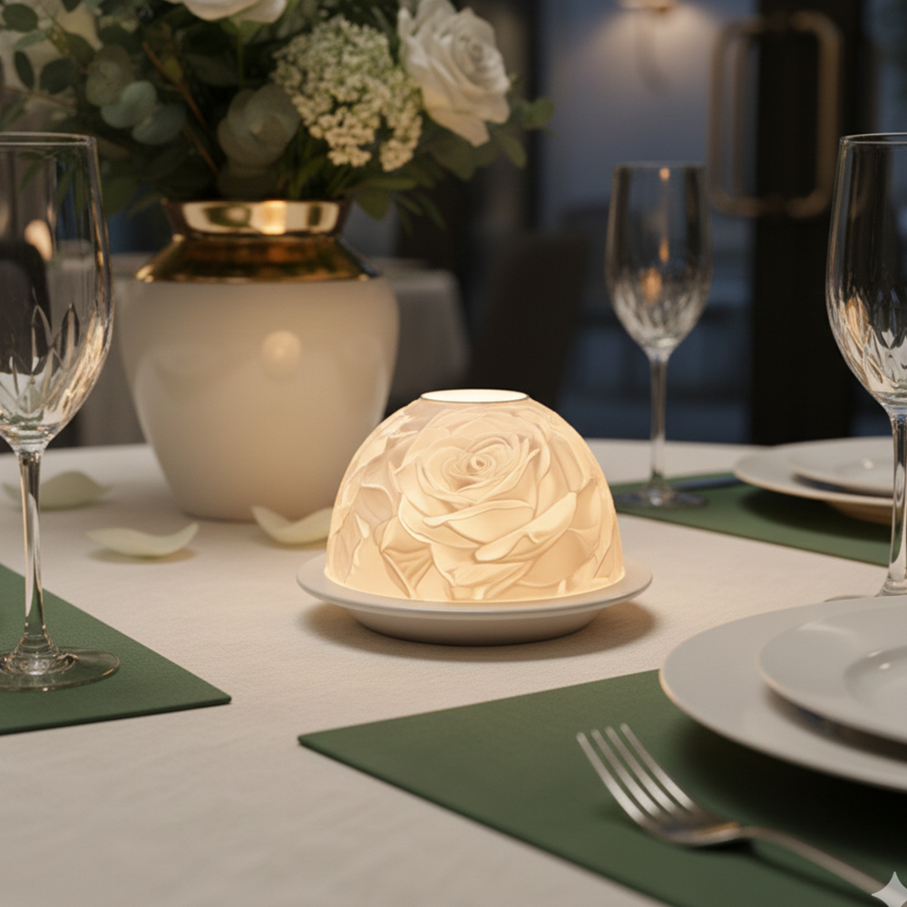 Elegant Rose Porcelain Candle  - Lighting Decor Living Room avaliação e preço