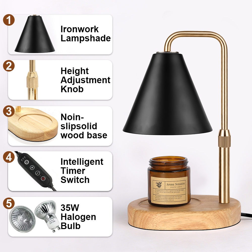Black Candle Warmer Lamp with  - Lighting Decor Living Room avaliação e preço