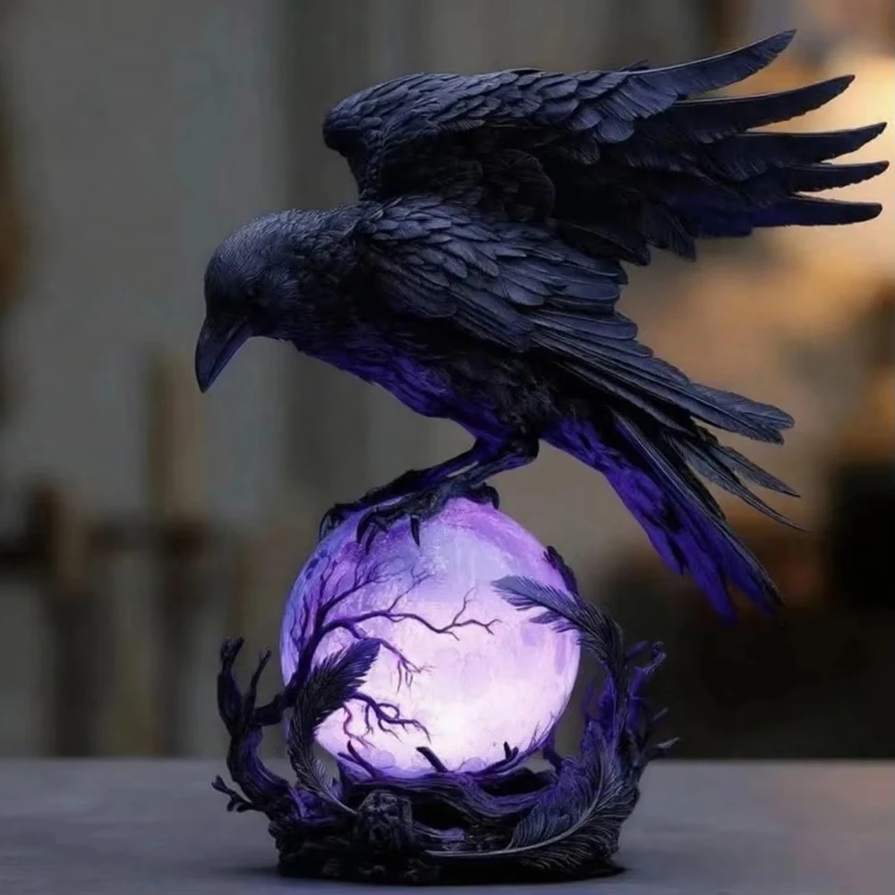 Creative Gothic Raven LED Lamp - Unique Lighting Decor avaliação e preço
