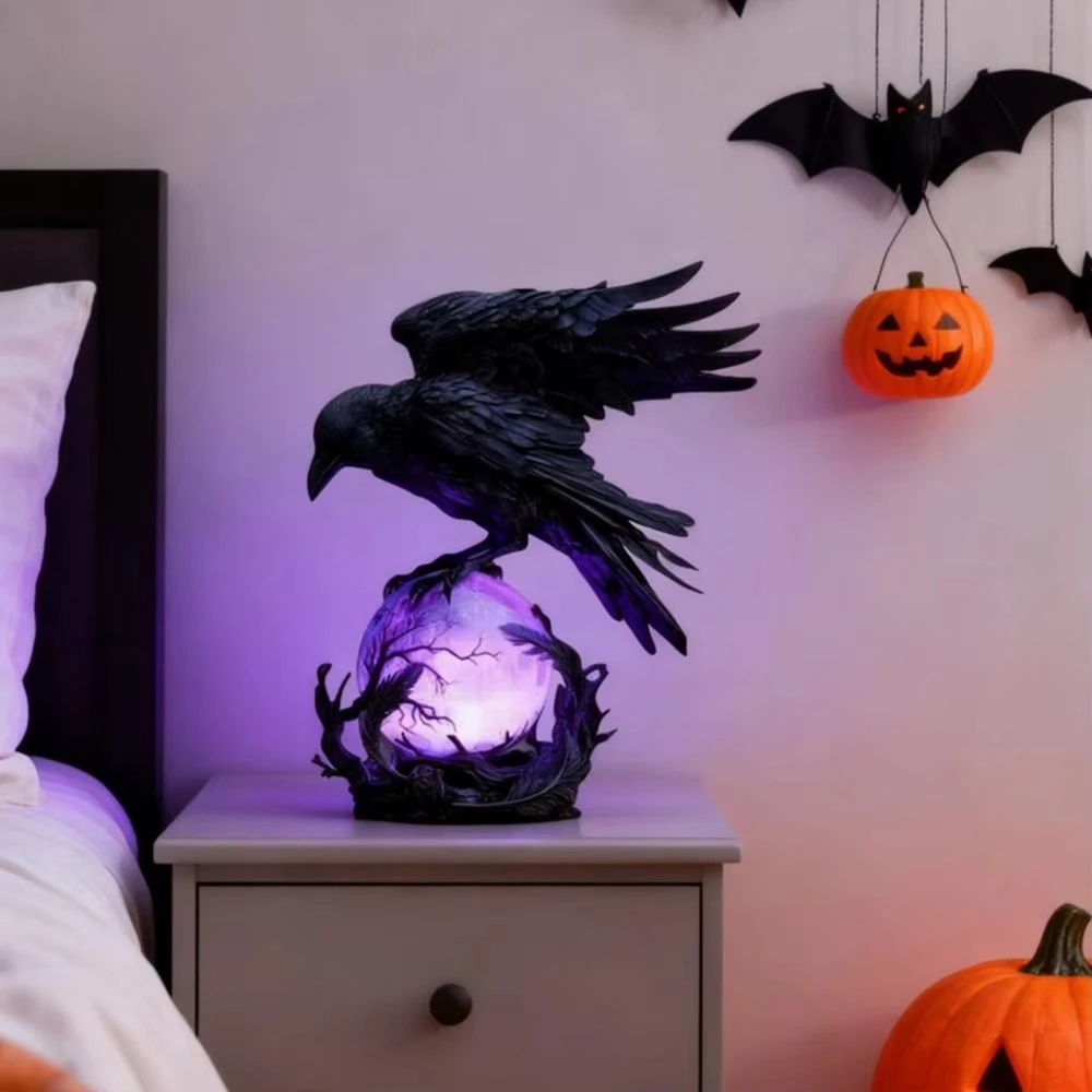 Creative Gothic Raven LED Lamp - Unique Lighting Decor avaliação e preço