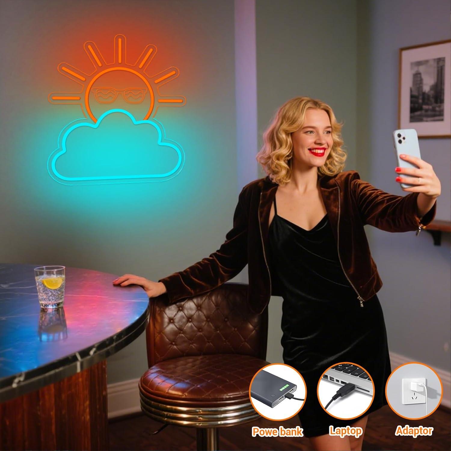 Sunrise Sunset Neon Sign USB P - Lighting Decor Living Room avaliação e preço
