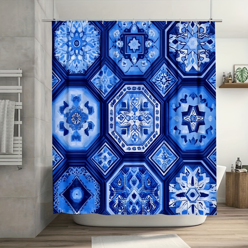Geometric Blue Ethnic Shower C - Elements Lighting Decor avaliação e preço