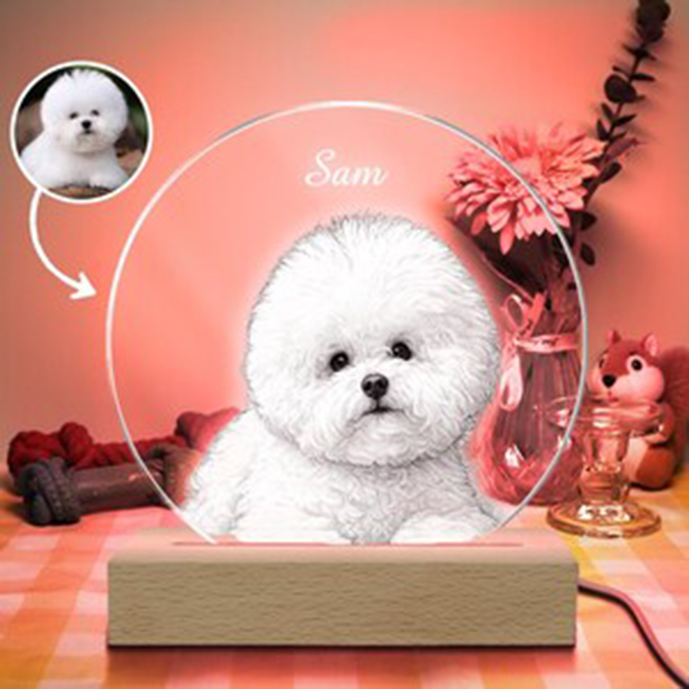 Pet Portrait Personalized LED  - Unique Lighting Decor avaliação e preço