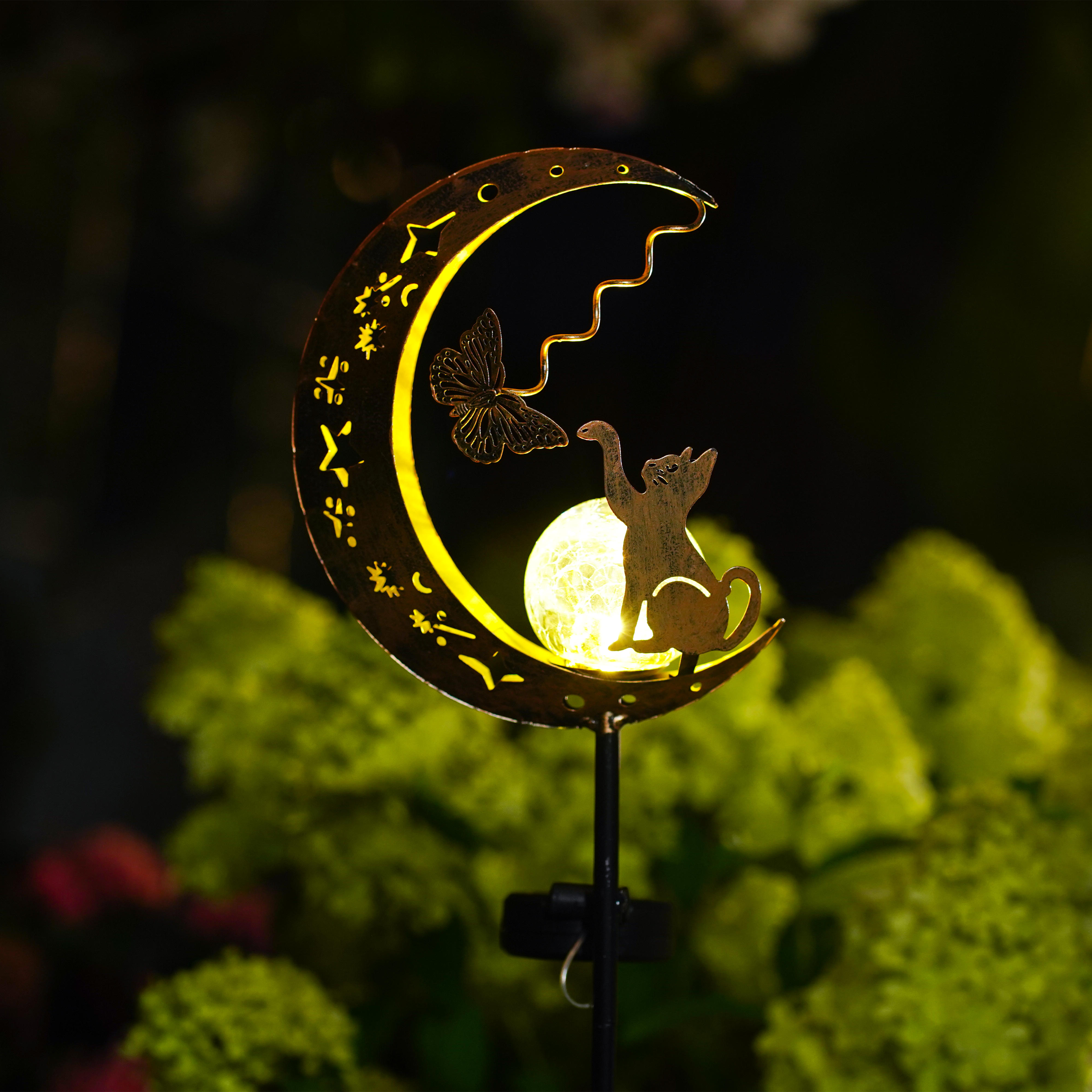 1 PC Cat Moon Solar Light Iron - Elements Lighting Decor avaliação e preço