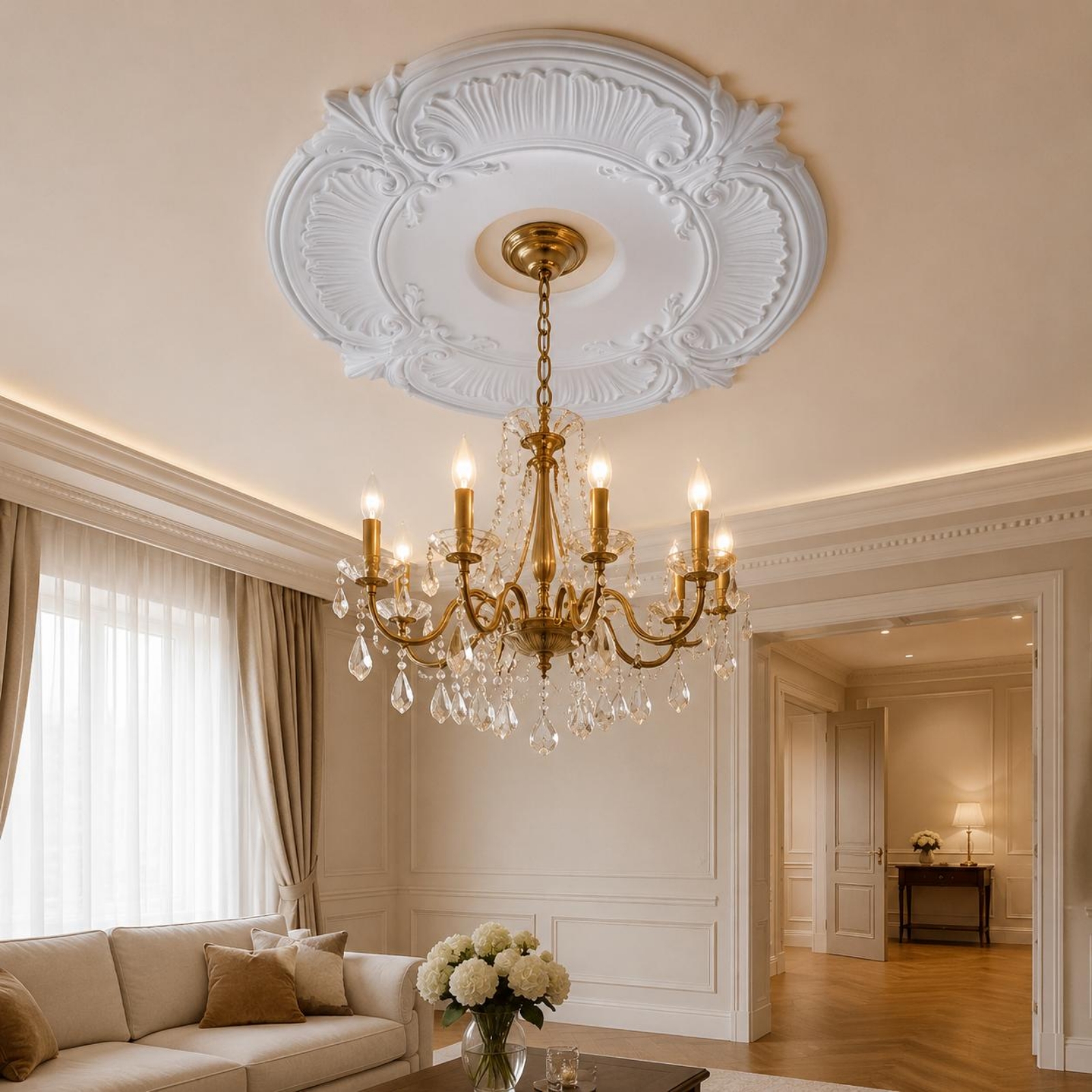 Round PU Ceiling Medallion Orn - Lighting Decor avaliação e preço