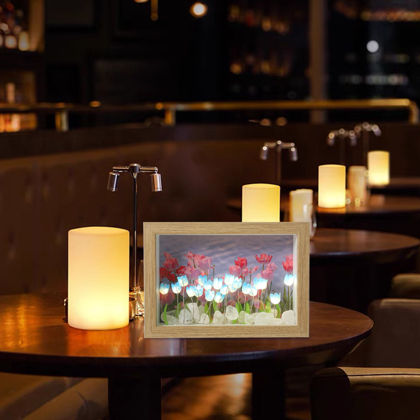 Tulip Night Photo Frame With W - Lighting Room Decor Photo avaliação e preço