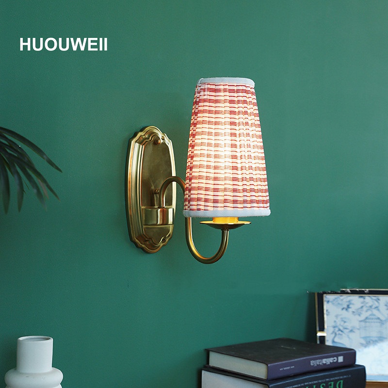 Retro Fabric Wall Lamp Bronze  - Elements Lighting Decor avaliação e preço