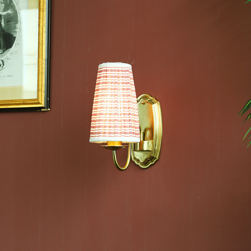 Retro Fabric Wall Lamp Bronze  - Elements Lighting Decor avaliação e preço